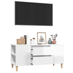 TV skříňka bílá vysoký lesk 102 x 44,5 x 50 cm kompozitní dřevo - obrázek 5