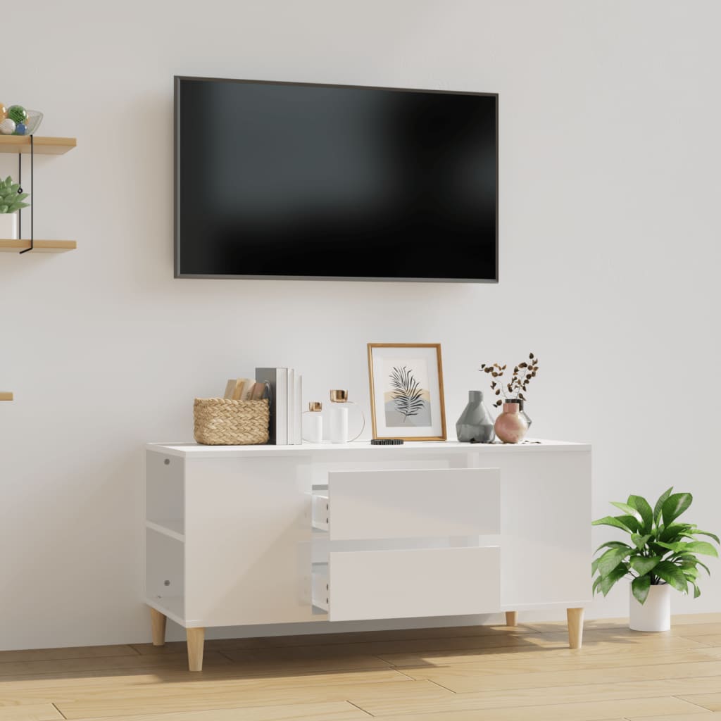 TV-Schrank Hochglanz-Weiß 102x44,5x50 cm Holzwerkstoff | Stepinfit.de