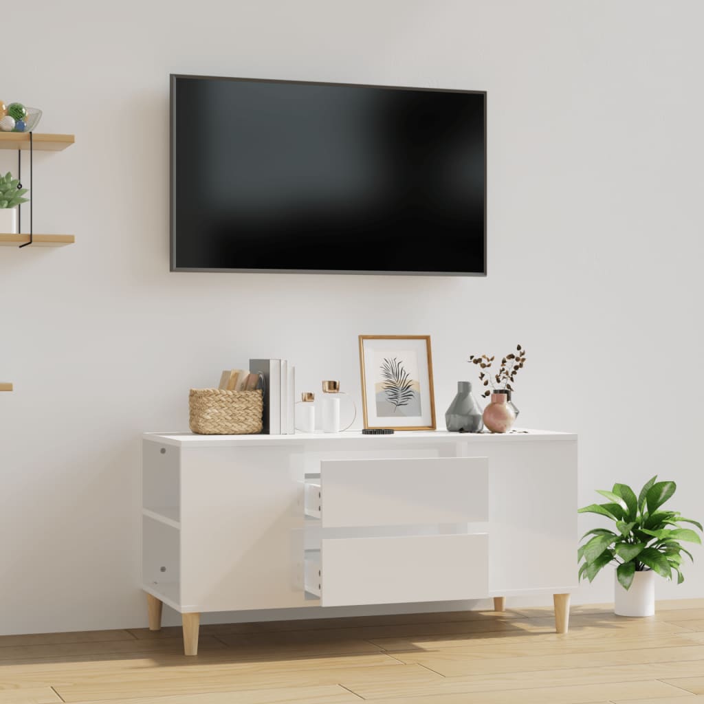 vida XL TV-Schrank Hochglanz-Weiß 102x 44,5x 50 cm Holzwerkstoff