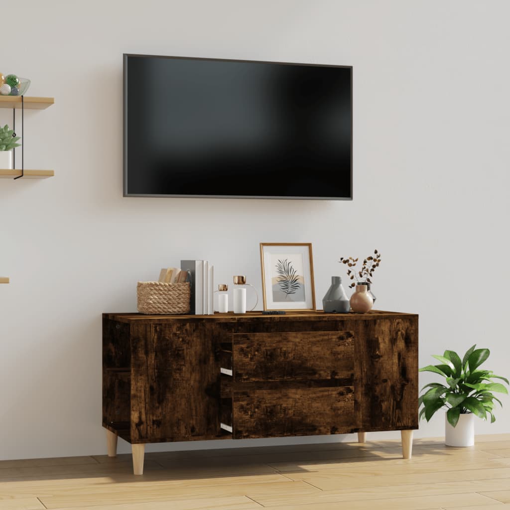 vidaXL tv-bord 102x44,5x50 cm konstrueret træ røget egetræ