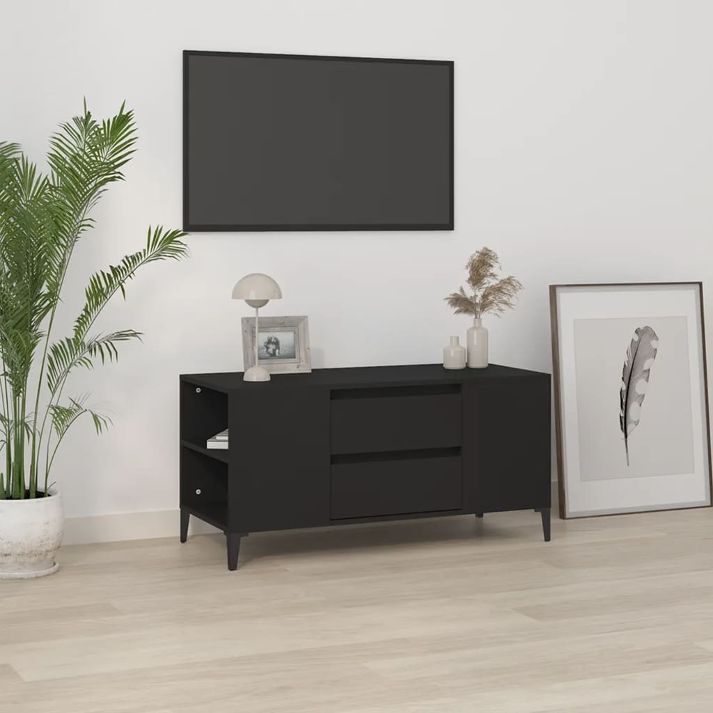 vidaXL Comodă TV, negru, 102x44,5x50 cm, lemn prelucrat