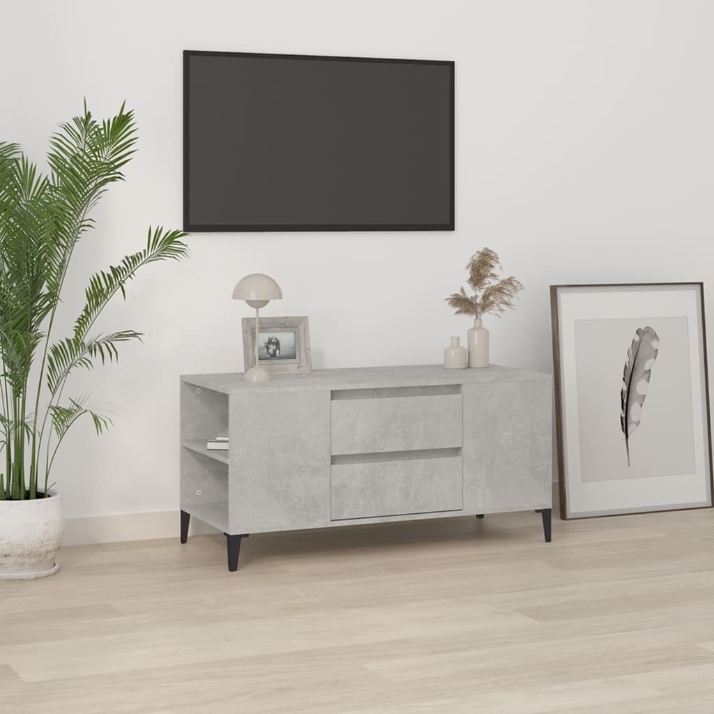 vidaXL tv-bord 102x44,5x50 cm konstrueret træ betongrå