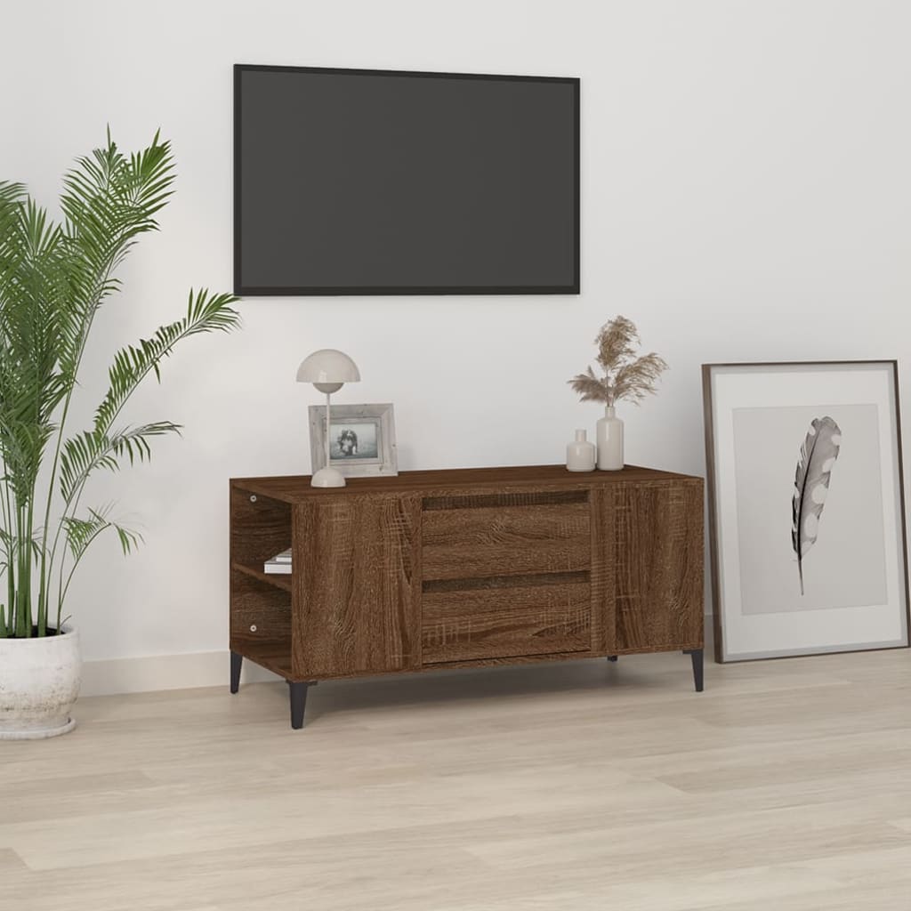 vidaXL Comodă TV, stejar maro, 102x44,5x50 cm, lemn prelucrat