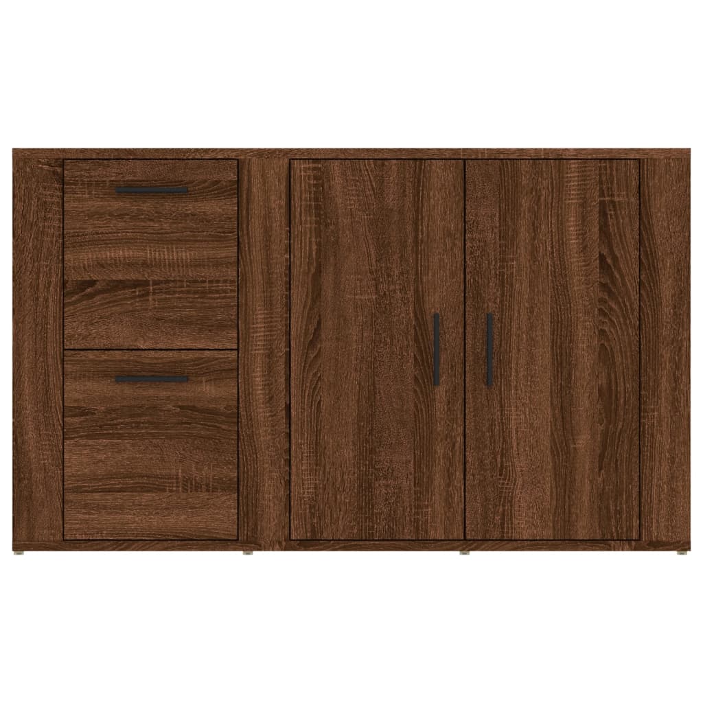 barna tölgyszínű szerelt fa tálalószekrény 100x33x59,5 cm