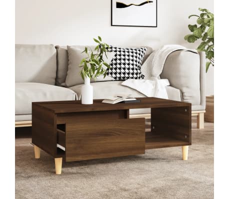 vidaXL S&oacute;fabor&eth; Br&uacute;n Eik 90x50x36,5 cm Samsettur Vi&eth;ur