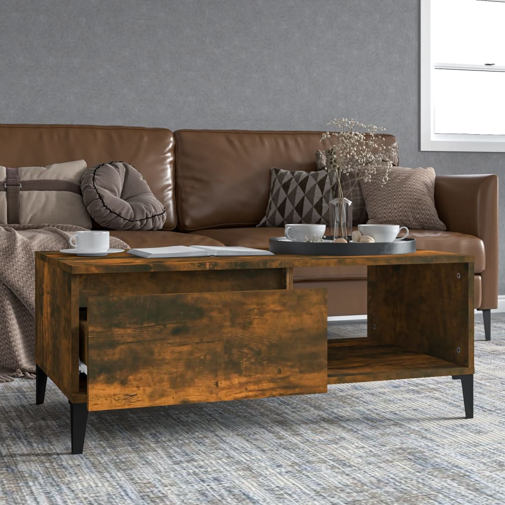 vida XL Couchtisch Räuchereiche 90x 50x 36,5 cm Holzwerkstoff