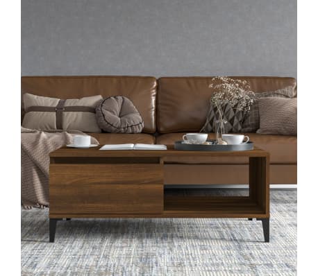 vidaXL Table basse Ch&ecirc;ne marron 90x50x36,5 cm Bois d'ing&eacute;nierie