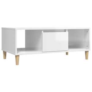 Konferenční stolek bílý s leskem 90x50x36,5 cm kompozitní dřevo - obrázek 2