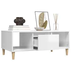 Konferenční stolek bílý s leskem 90x50x36,5 cm kompozitní dřevo - obrázek 5