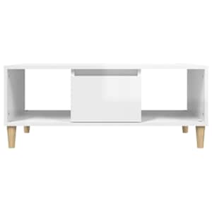 Konferenční stolek bílý s leskem 90x50x36,5 cm kompozitní dřevo - obrázek 7