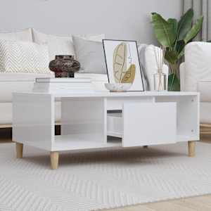 Konferenční stolek bílý s leskem 90x50x36,5 cm kompozitní dřevo - obrázek 1