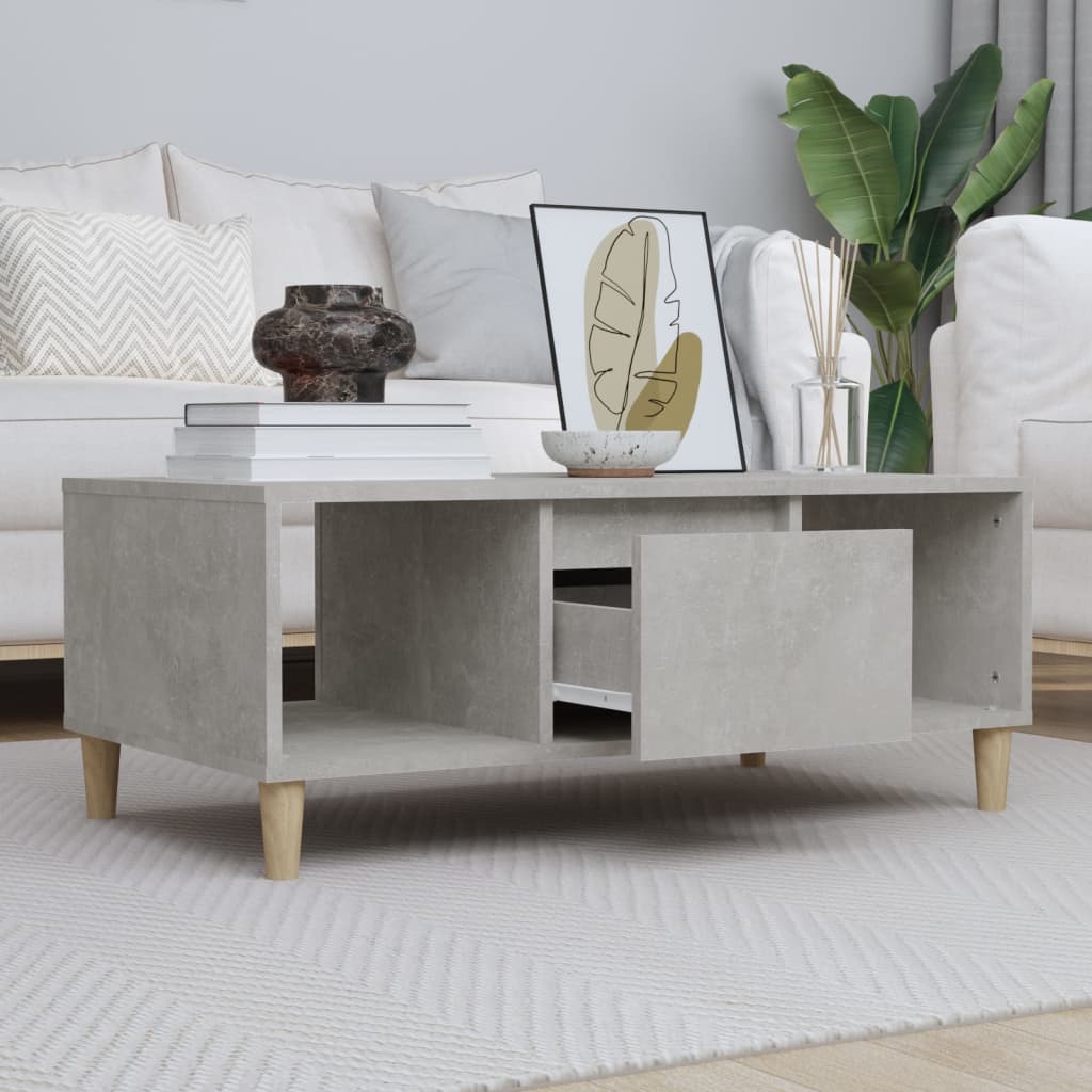 vidaXL Table basse Gris béton 90x50x36,5 cm Bois d'ingénierie