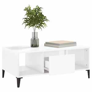 Konferenční stolek bílý s leskem 90x50x36,5 cm kompozitní dřevo - obrázek 4