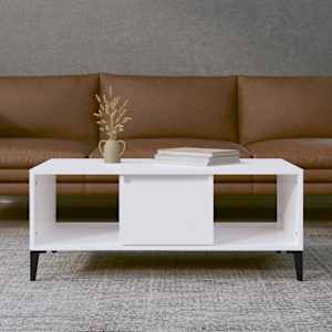 Konferenční stolek bílý s leskem 90x50x36,5 cm kompozitní dřevo - obrázek 1