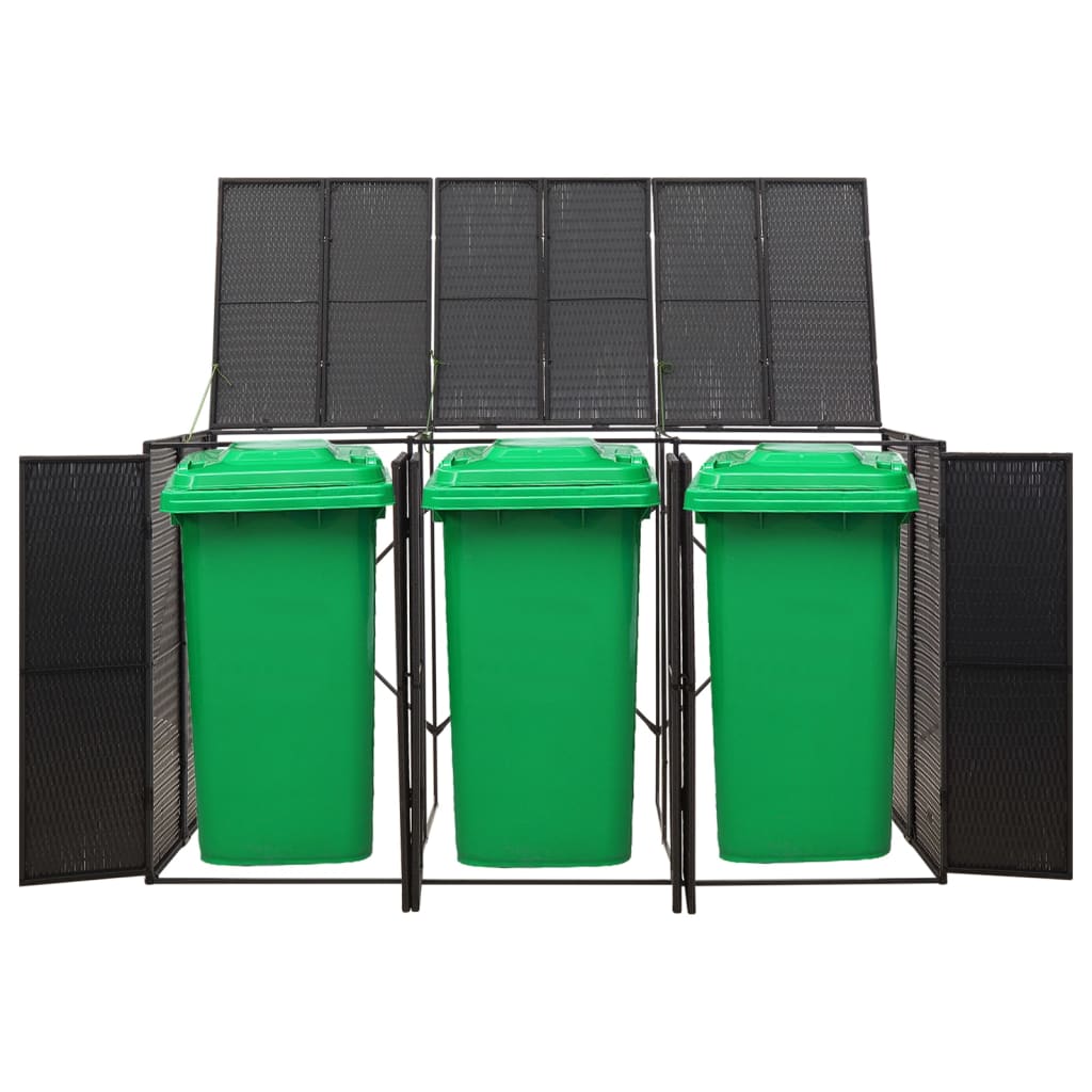 vidaXL Containerberging driedubbel 207x80x117 cm poly rattan zwart afbeelding