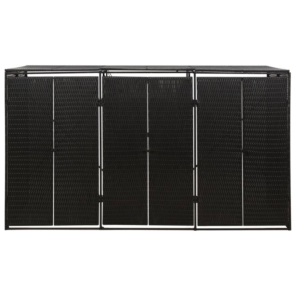 Thumbnail - vidaXL Mülltonnenbox für 3 Tonnen Schwarz 207x80x117 cm Poly Rattan