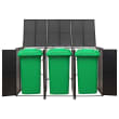 Abri à Poubelles Triple En Bois Imprégné VidaXL - Cache-poubelles Avec Roulettes Pour Jardin/Patio