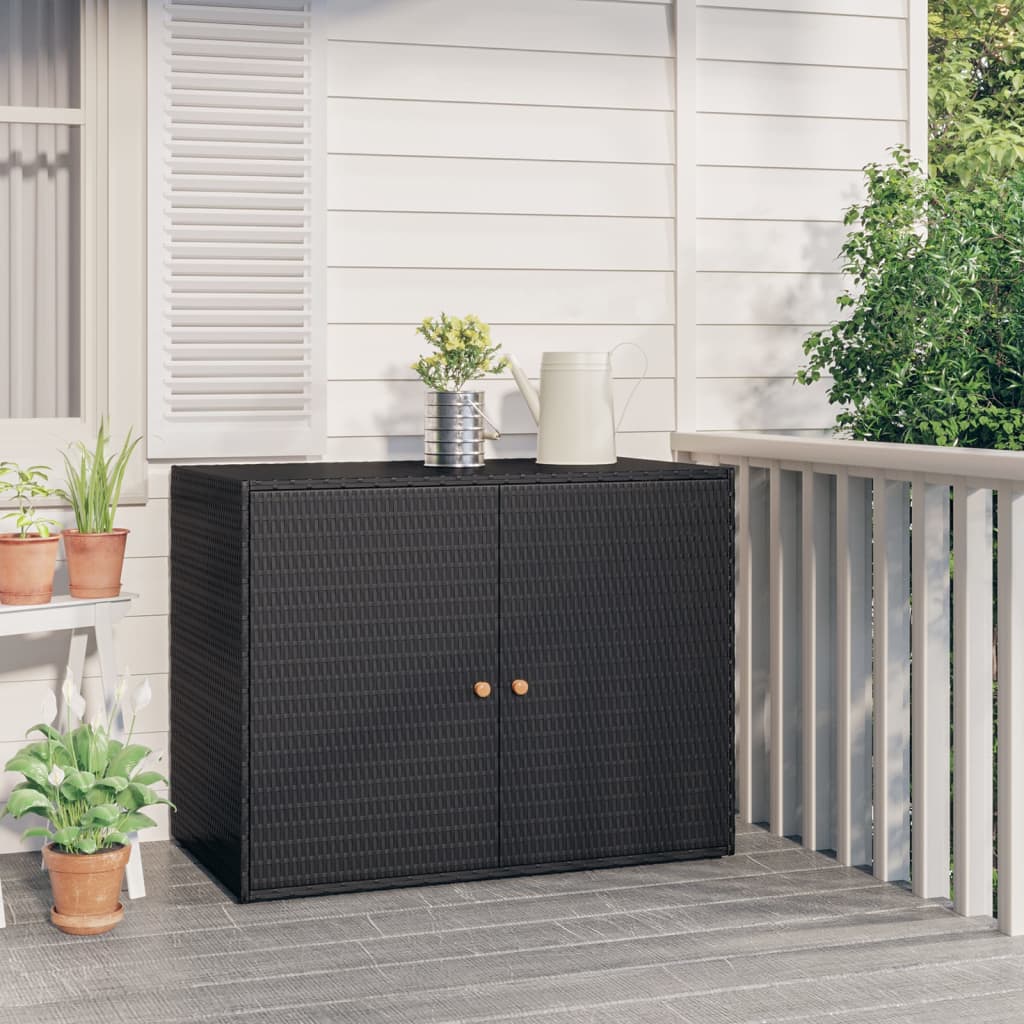 Gartenschrank Schwarz 100×55,5×80 cm Poly Rattan