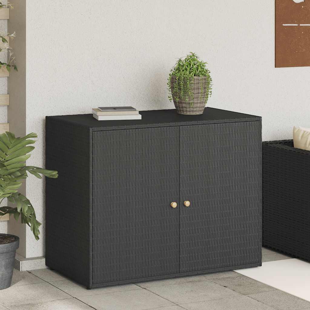 vidaXL Dulap depozitare de grădină, negru, 100x55,5x80 cm, poliratan