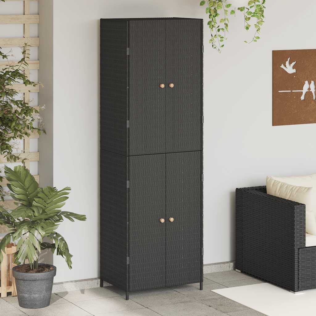 vidaXL Gartenschrank Schwarz 59x40x180 cm Poly Rattan