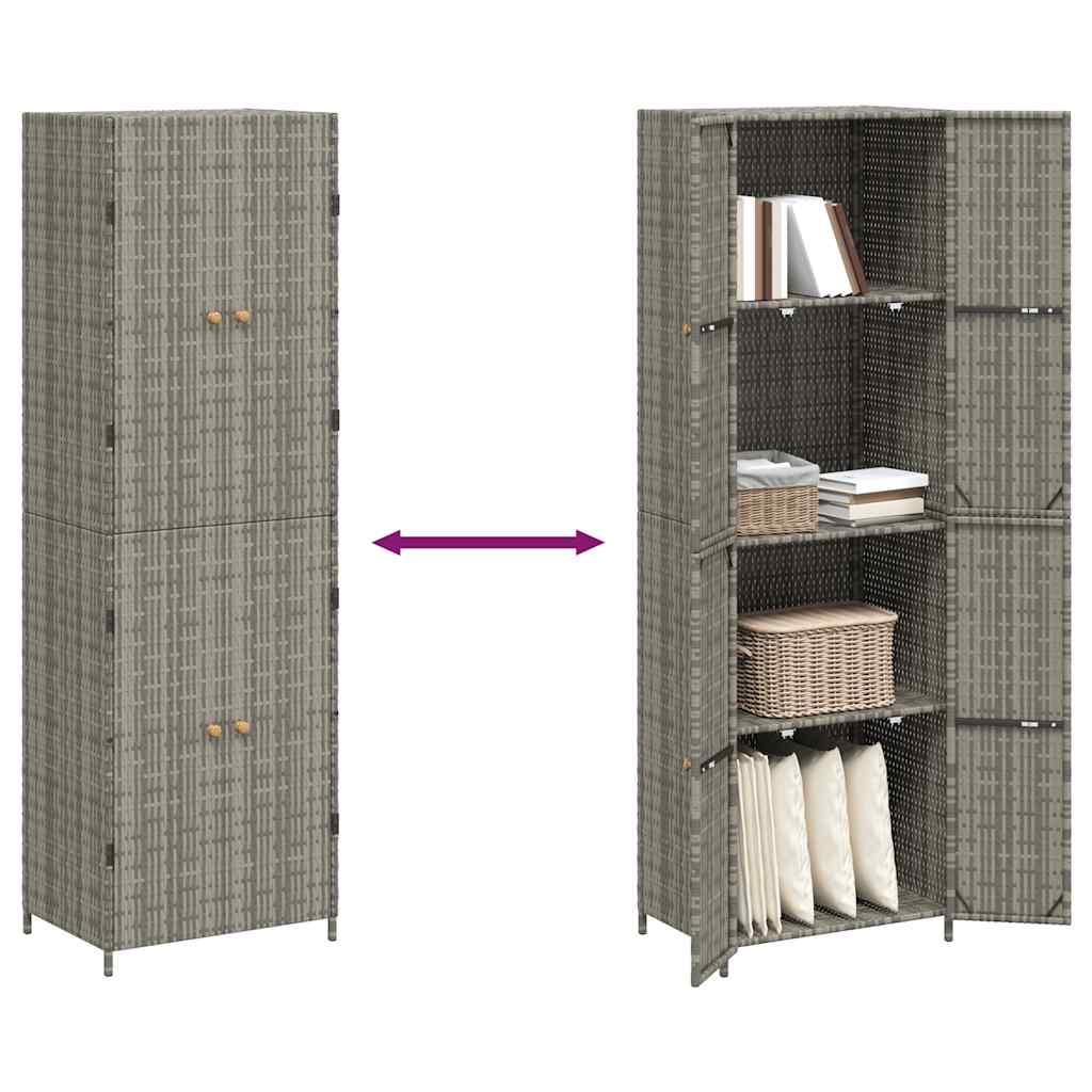 Garden Storage Cabinet 59x40x180 cm Poly Rattan Organiser Black/Grey vidaXL - Picture 23 of 26