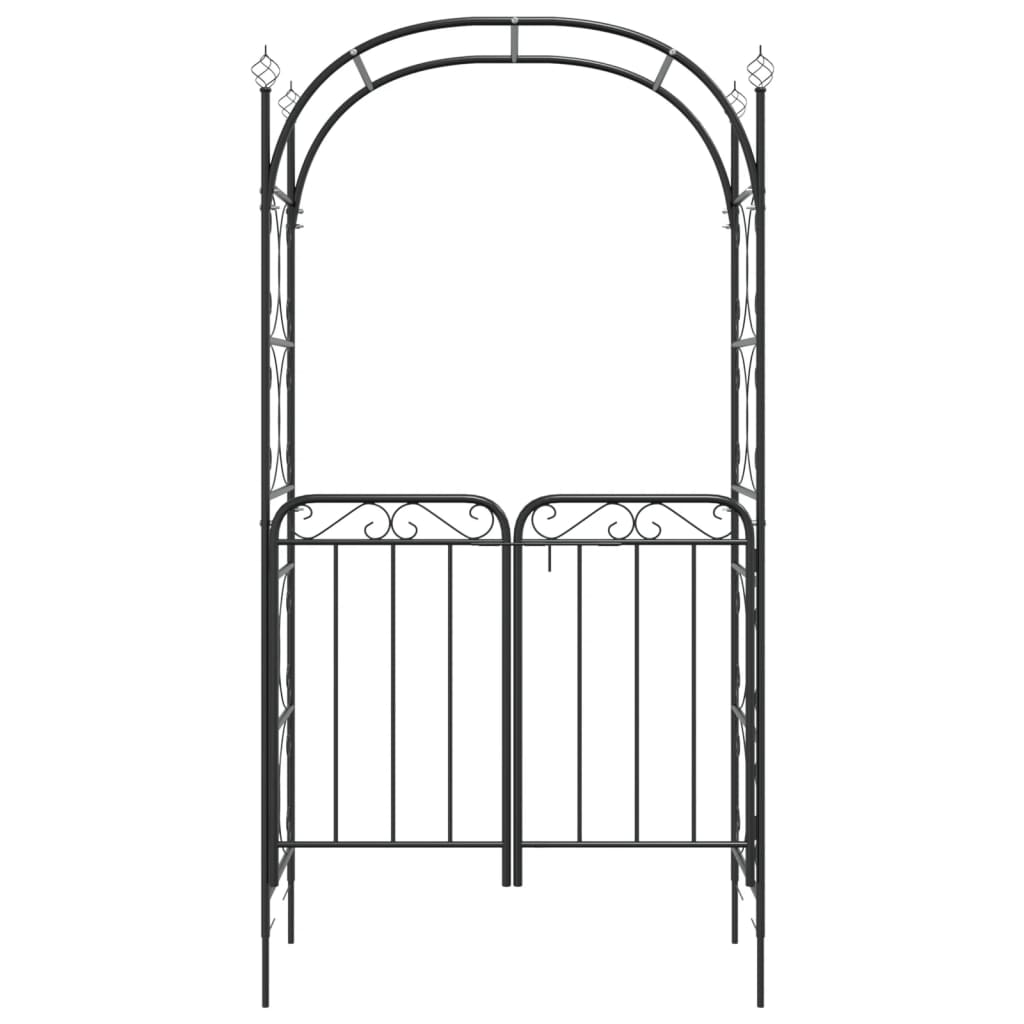 vidaXL fekete acél kerti boltív kapuval 108 x 45 x 235 cm