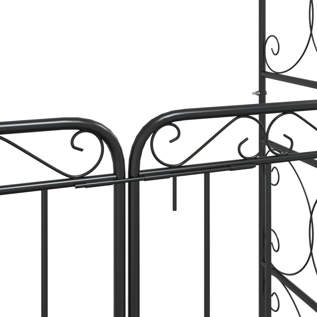  Záhradný oblúk s bránou čierny 108x45x235 cm oceľ