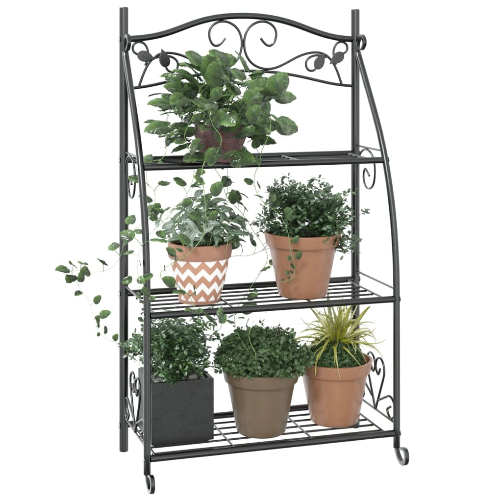 vidaXL Suport pentru flori, negru, 56x30x96 cm, oțel
