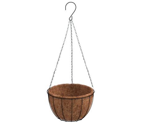 vidaXL Ζαρντινιέρες Τοίχου 4 τεμ. Μαύρες Επ. Καρύδας Ø35x52 εκ. Ατσάλι