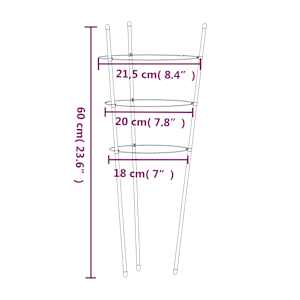 Opory pro zahradní rostliny se 3 kroužky 5 ks zelené 60 cm ocel - obrázek 8