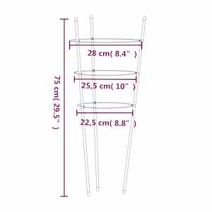 Opory pro zahradní rostliny se 3 kroužky 5 ks zelené 75 cm ocel - obrázek 8
