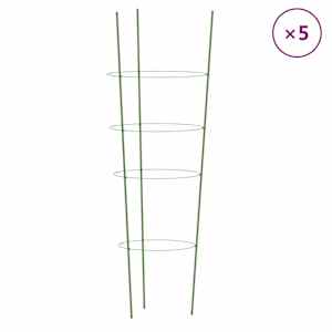 Opory pro zahradní rostliny se 4 kroužky 5 ks zelené 90 cm ocel - obrázek 2