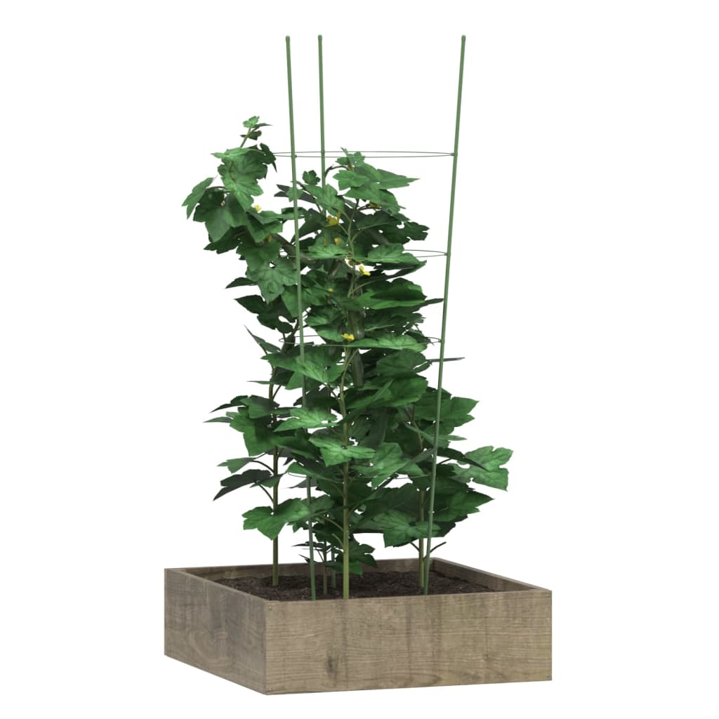 vidaXL Suport plante de grădină cu 4 inele, 5 buc, verde, 45 cm, oțel