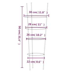 Opory pro zahradní rostliny se 4 kroužky 5 ks zelené 90 cm ocel - obrázek 8