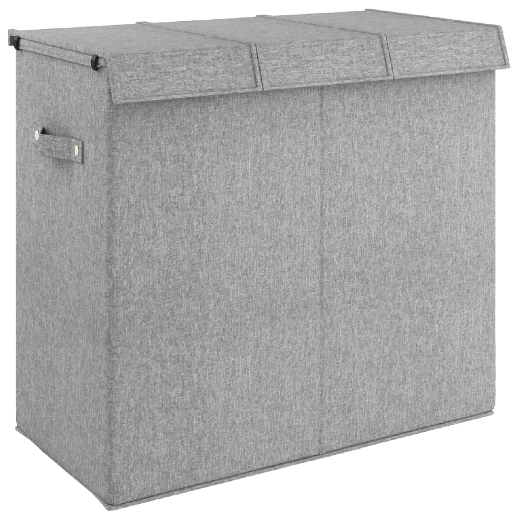Foldable Laundry Hamper Grey Faux Linen Fabric Sorter Bin Multi Sizes vidaXL