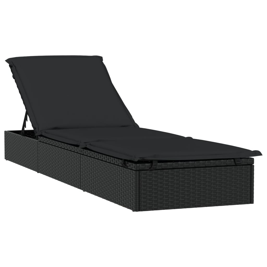 vidaXL 2 db fekete polyrattan napágy asztallal
