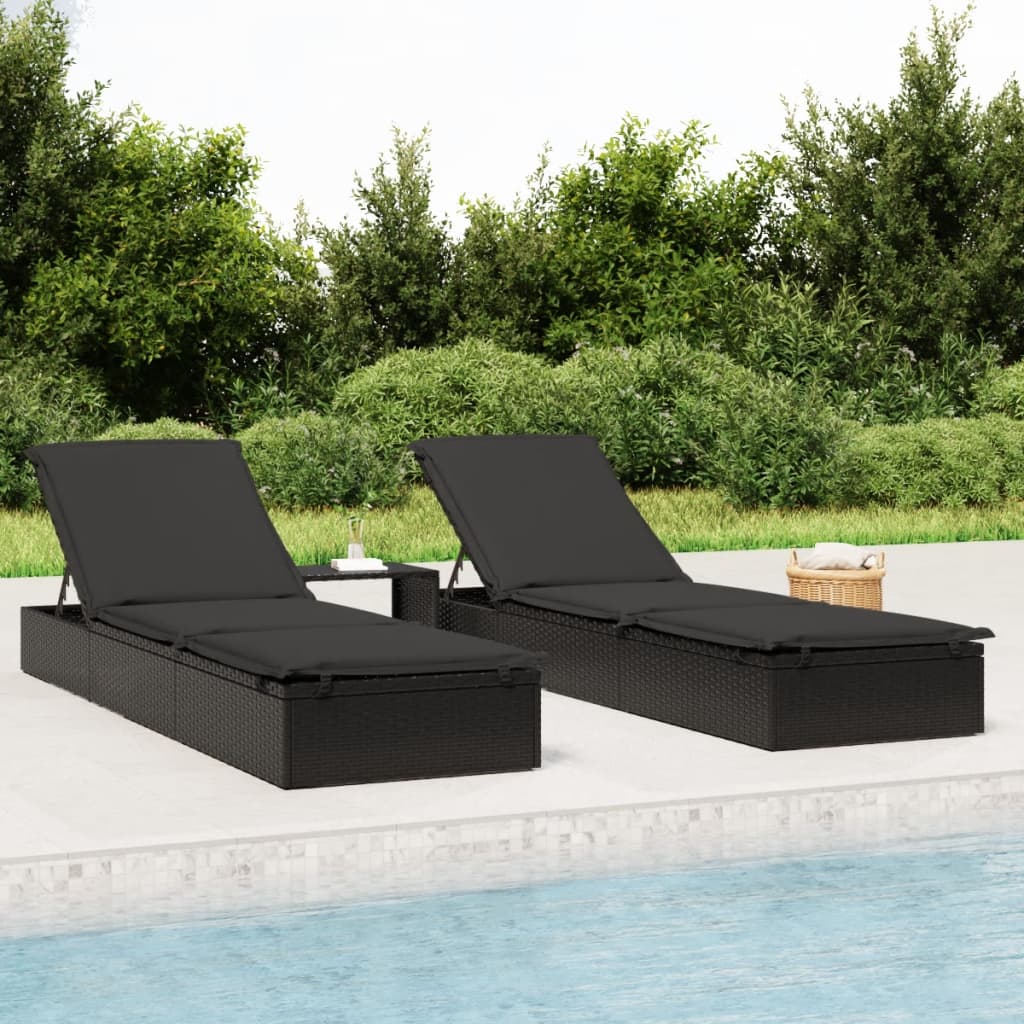 Set sezlonguri 2 piese, cu masa vidaXL, negru, poliratan, 201 x 55 x 20/23/36/50/62 cm, 26 kg 1 8720845670672 m en hd 1