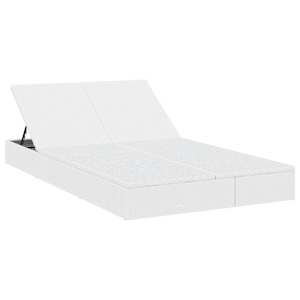 vidaXL 2-Person Sunbed with Cushions White Poly Rattan