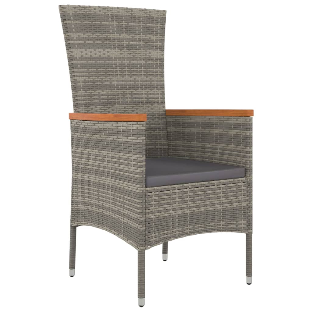 vidaXL 4 db szürke polyrattan kerti szék párnával