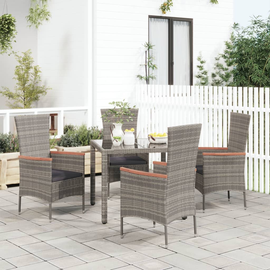 vidaXL Chaises de jardin avec coussins 4 pcs Résine tressée Gris