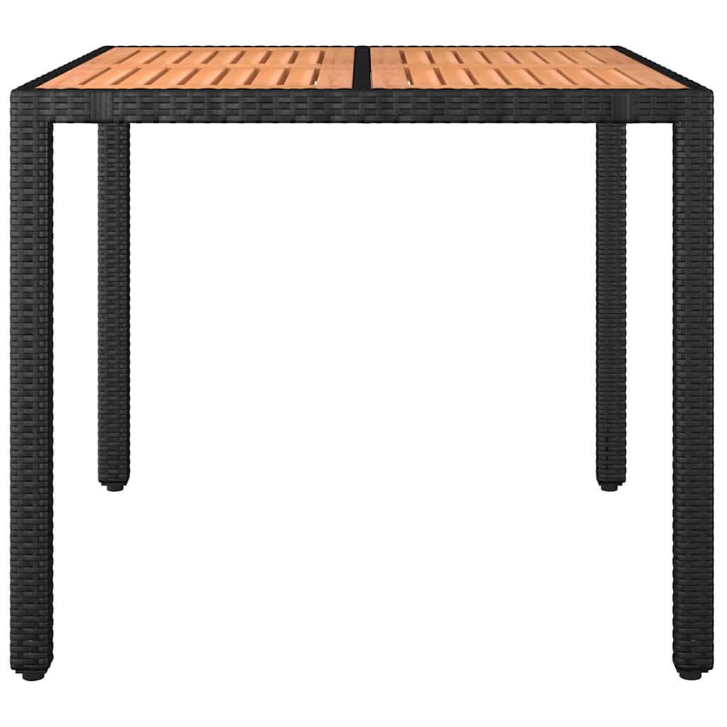 Thumbnail - vidaXL Gartentisch mit Holzplatte Schwarz Poly Rattan & Akazienholz