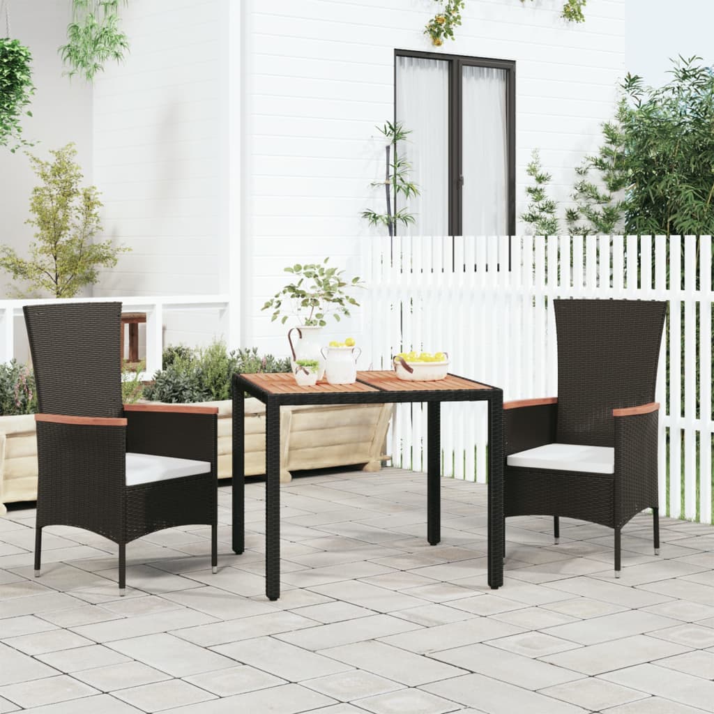 Gartentisch mit Holzplatte Schwarz Poly Rattan & Akazienholz kaufen