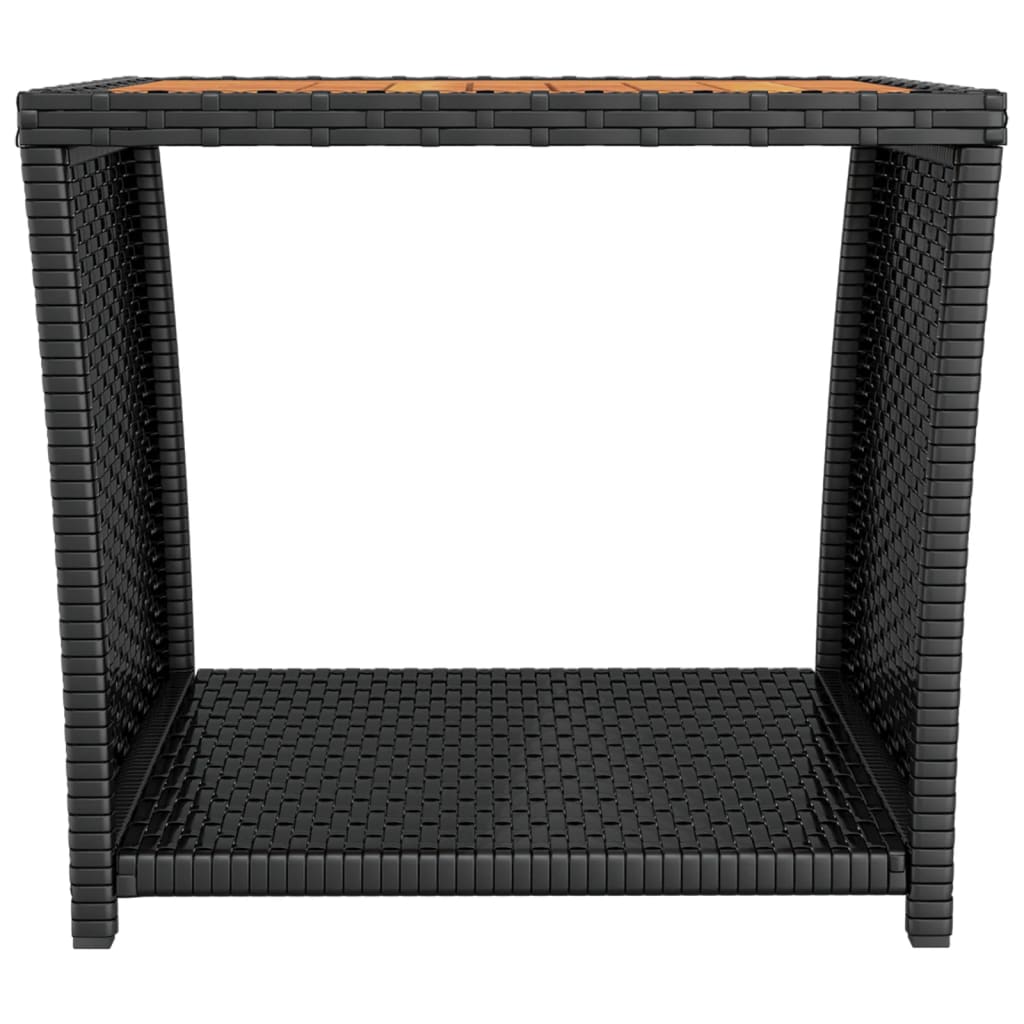 Thumbnail - vidaXL Beistelltisch mit Holzplatte Schwarz Poly Rattan & Akazienholz