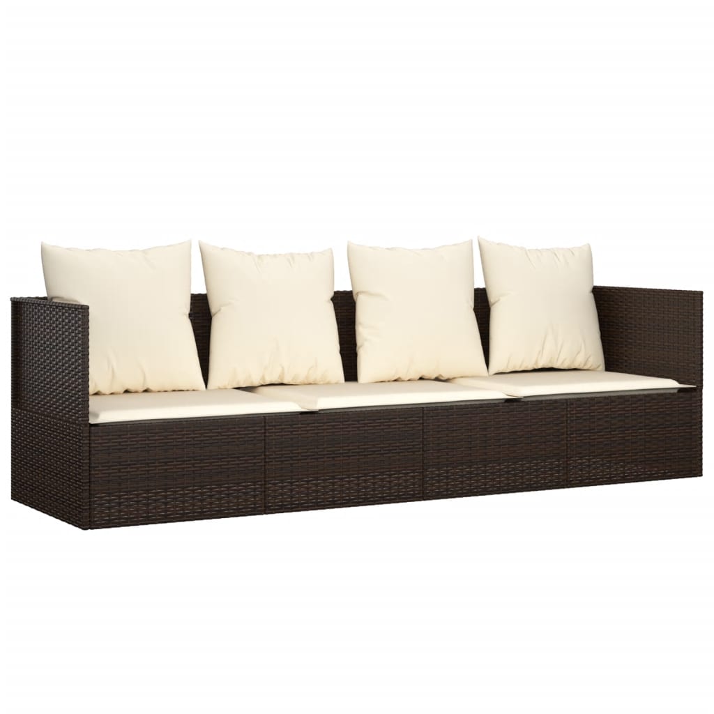 Thumbnail - vidaXL Outdoor-Loungebett mit Kissen Braun Poly Rattan