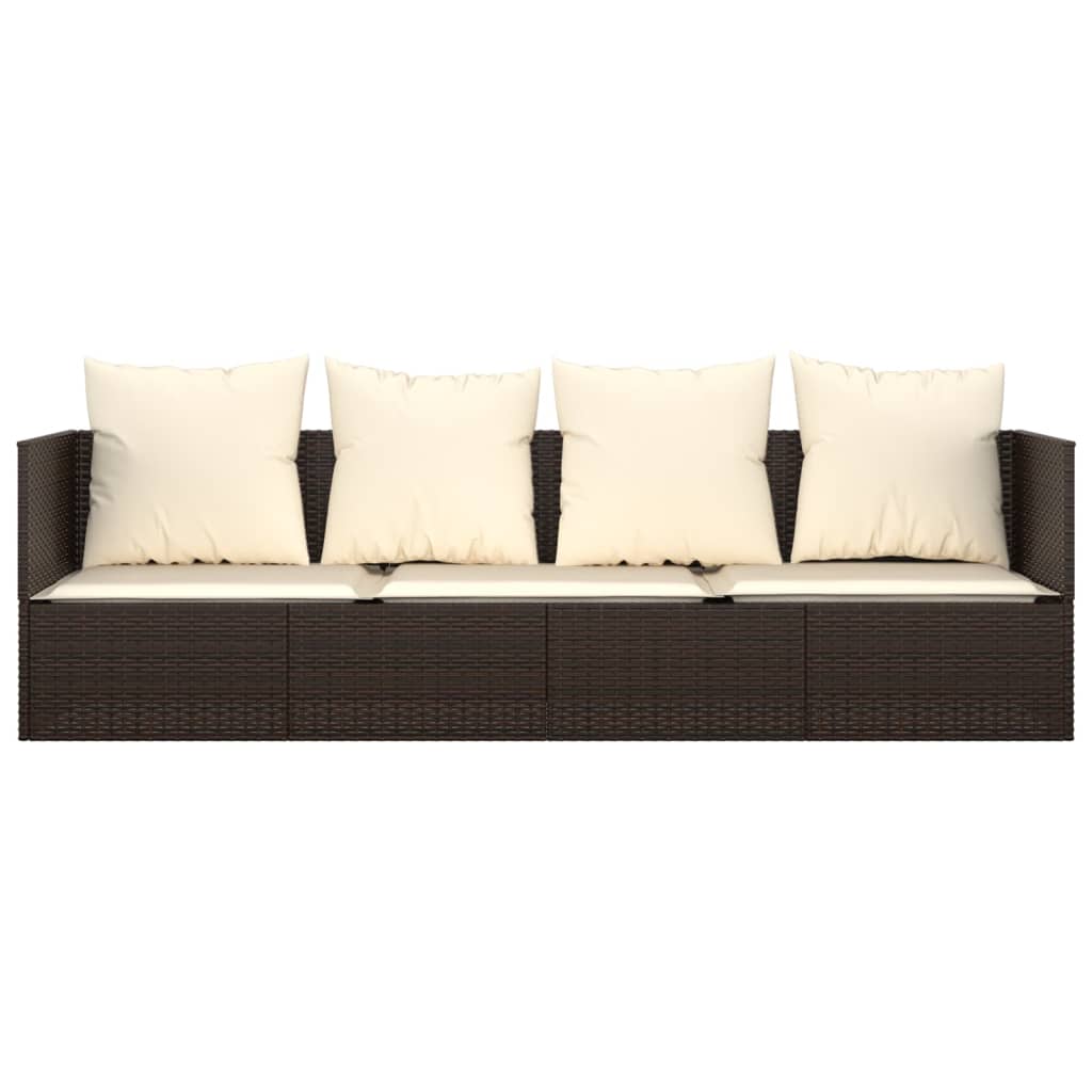 Thumbnail - vidaXL Outdoor-Loungebett mit Kissen Braun Poly Rattan