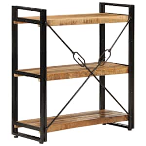 Knihovna se 3 policemi 77x30x80 cm masivní mangovník a železo - obrázek 3
