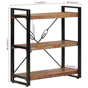 Knihovna se 3 policemi 77x30x80 cm recyklované dřevo a železo - obrázek 6