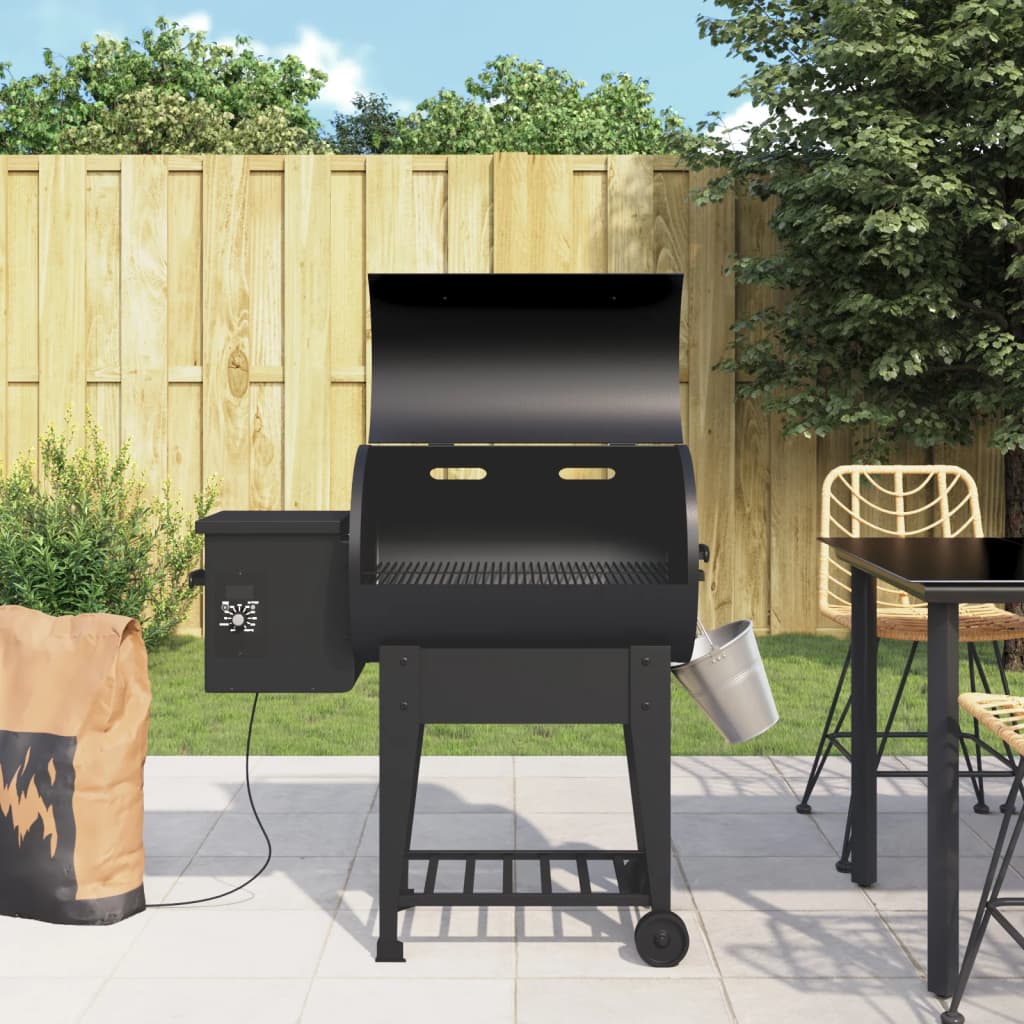 vida XL Pelletgrill mit Ablage Schwarz 94 cm Eisen