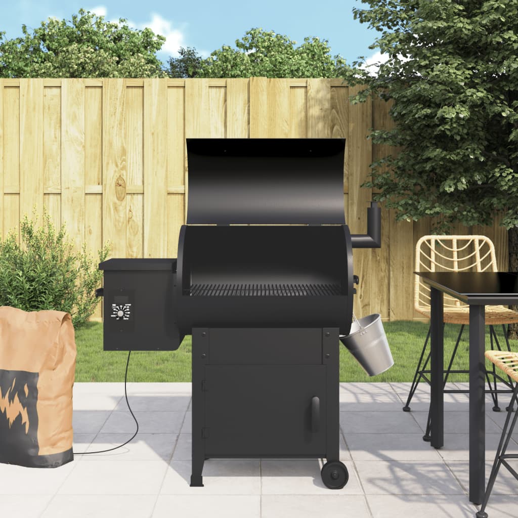 vida XL Pelletgrill mit Schornstein Schwarz 104 cm Eisen