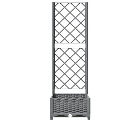 vidaXL Garden Planter with Trellis Light Grey 40x40x121.5 cm PP ...